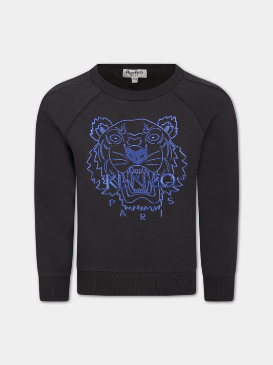 Felpa grigia per bambino con iconica tigre,Kenzo Kids,K25155 065