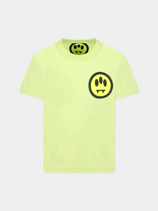 T-shirt gialla per bambini con smile e logo nero,Barrow,030493 086