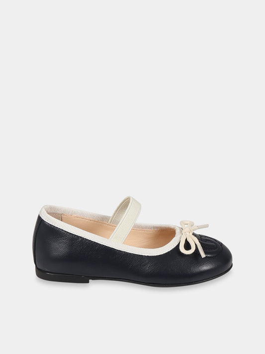 Ballerine blu per bambina con doppia G e fiocco,Gucci Kids,702906 1D7A0 4053