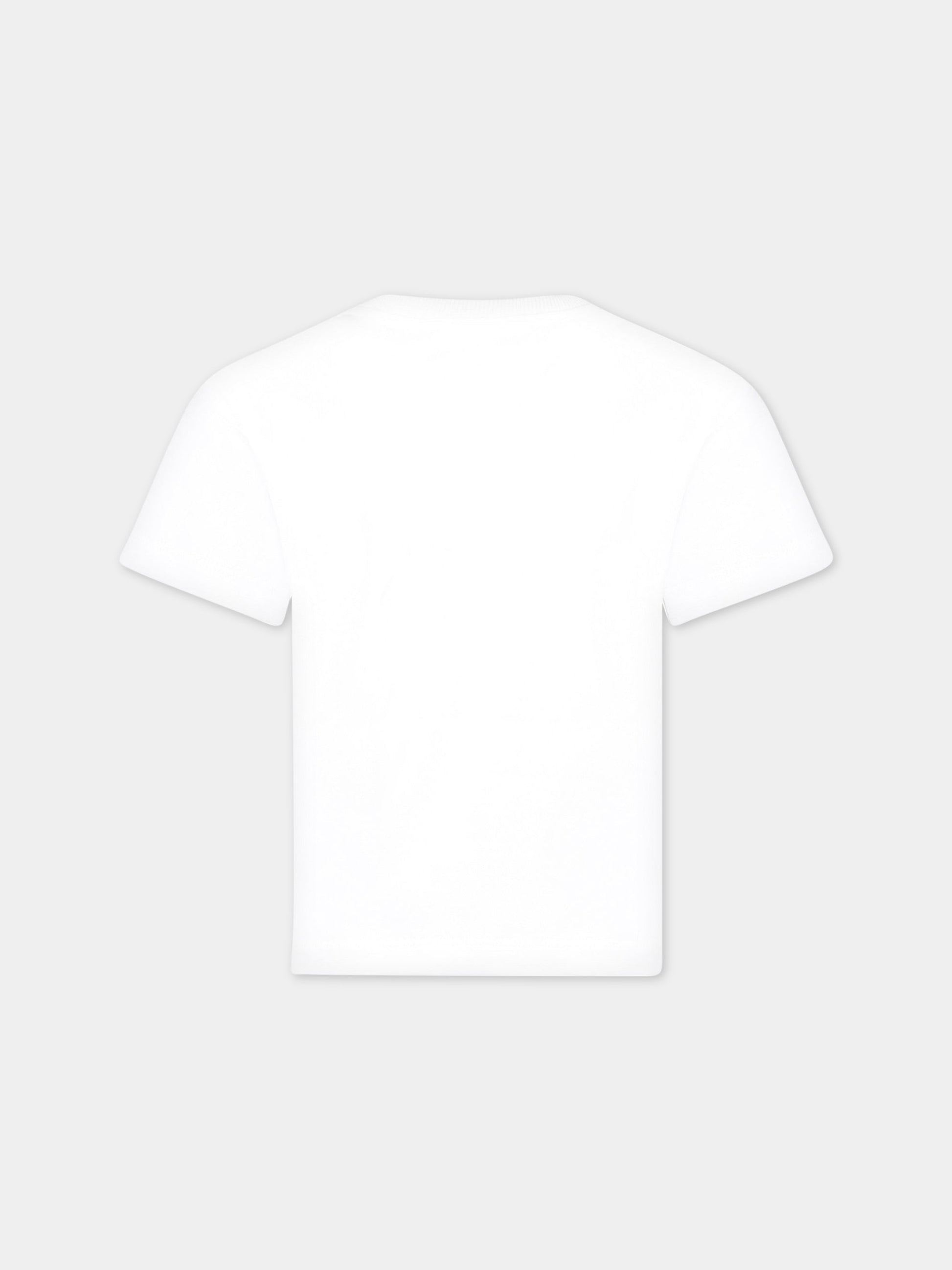 T-shirt bianca per bambino con Teddy Bear e logo nero,Moschino Kids,HMM046 LBA10 10101