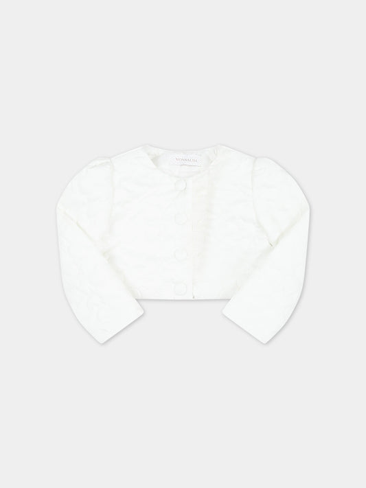 Piumino bianco per neonata con patch logato,Monnalisa,73A101 1408 0001