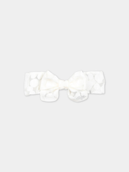 Fascia bianca per capelli per bambina con logo,Monnalisa,73A004 1120 0001