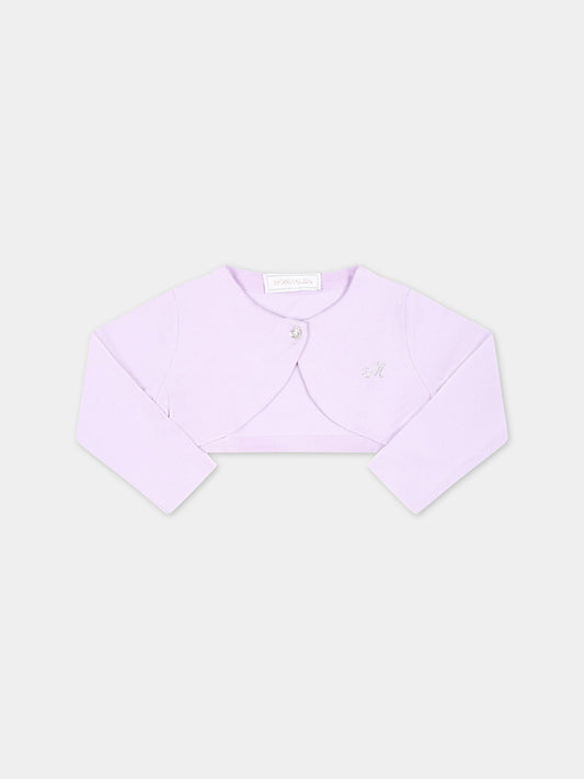 Cardigan viola per neonata con logo,Monnalisa,37A800 1204 0065