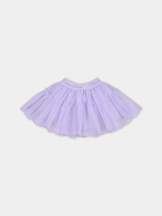 Gonna viola per neonata con logo,Monnalisa,37AGON T9945 0065