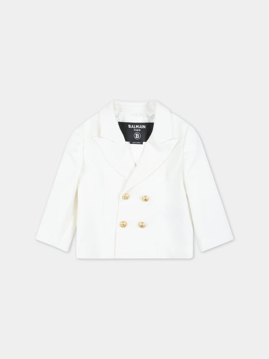 Giacca avorio per neonato con bottoni dorati,Balmain Kids,BS2514 I0089 101