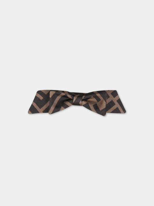 Fermaglio marrone per bambina con iconiche FF,Fendi Kids,JFP338 AMRU F15B6