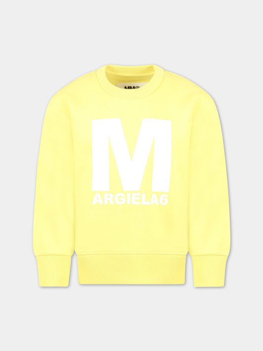 Felpa gialla per bambini con logo bianco,Mm6 Maison Margiela,M60320 MM007 M6203