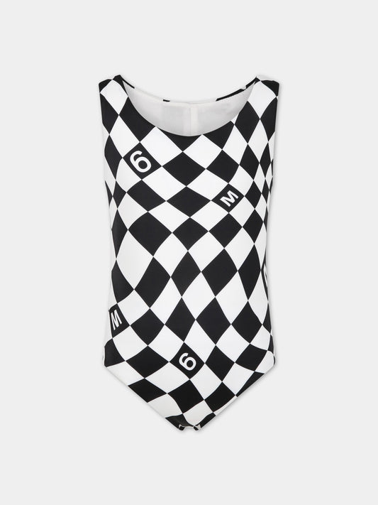 Costume multicolor intero per bambina con logo,Mm6 Maison Margiela,M60360 MM00N M6C01