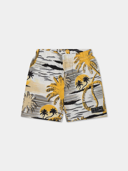 Shorts multicolor per neonato con stampa palme e logo,Molo,3S23H101 6785