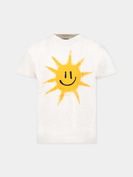 T-shirt avorio per bambini cob stampa sole,Molo,1S23A212 3217
