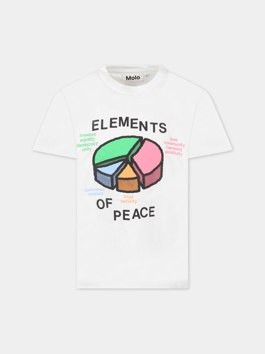T-shirt bianca per bambini con stampa,Molo,6S23A207 3220