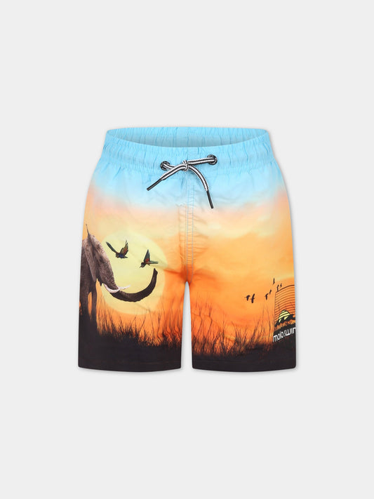 Boxer multicolor per bambino con elefante e logo,Molo,8S23P404 7907