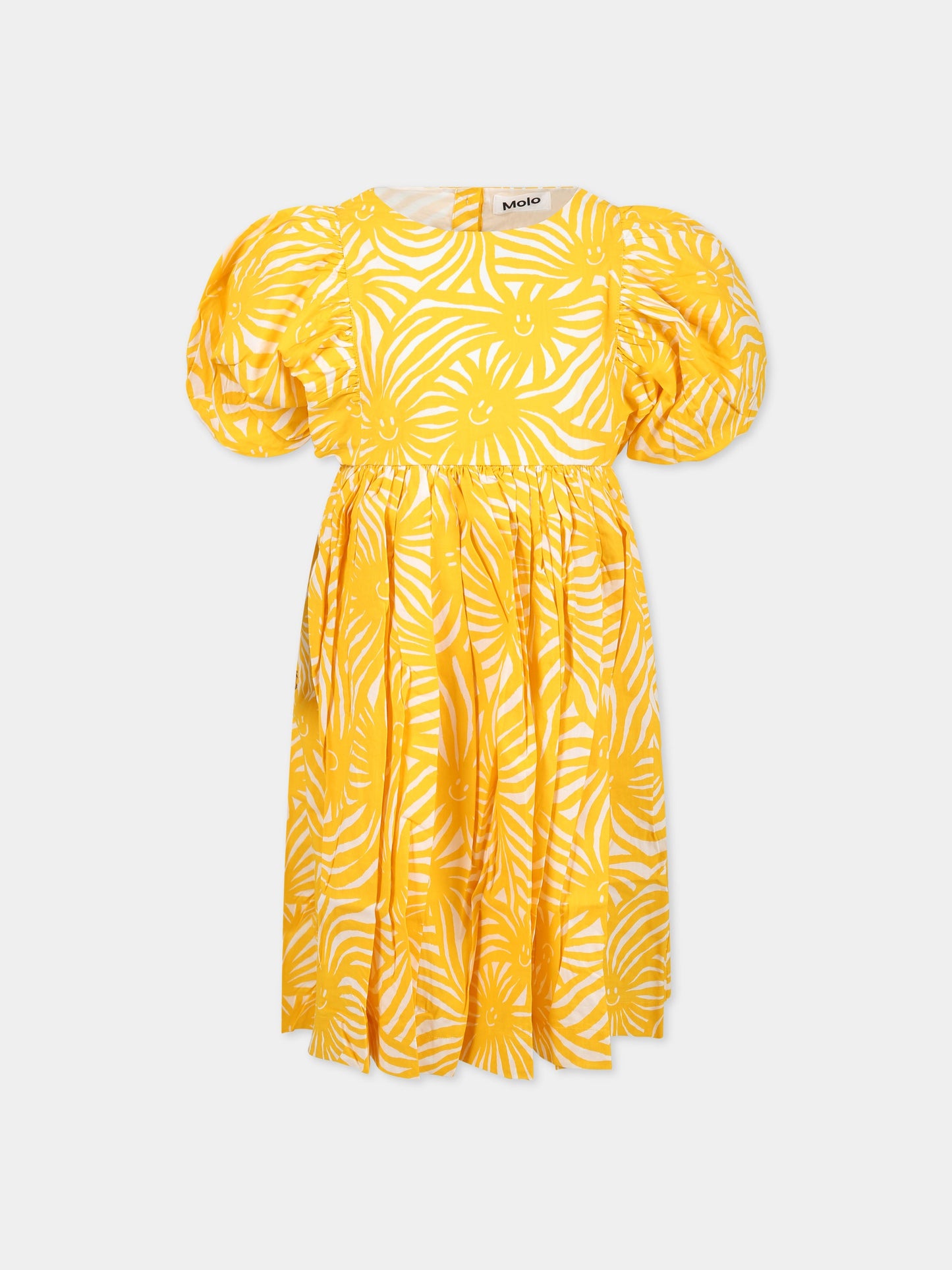 Vestito giallo per bambina con stampa raggi di sole,Molo,2S23E131 6749