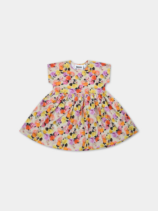 Vestito giallo per neonata con stampa floreale,Molo,4S23E111 6808