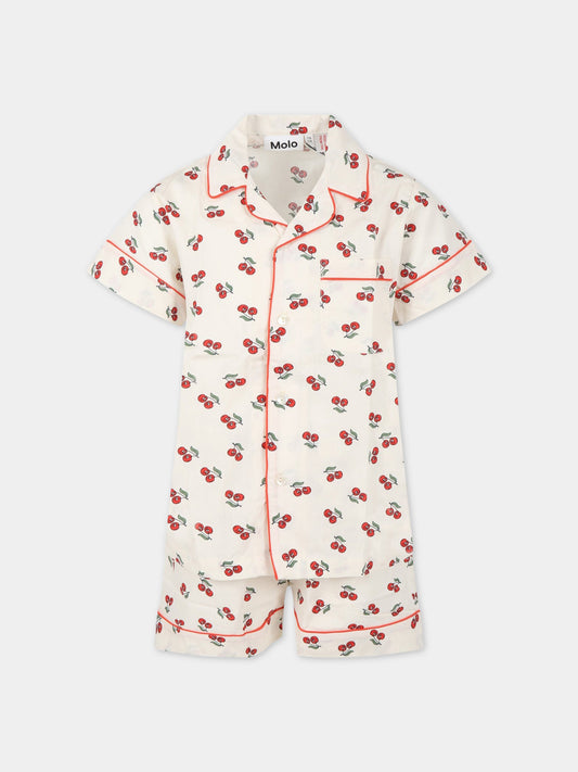 Pigiama avorio per bambina con ciliegie,Molo,6S23R502 6835