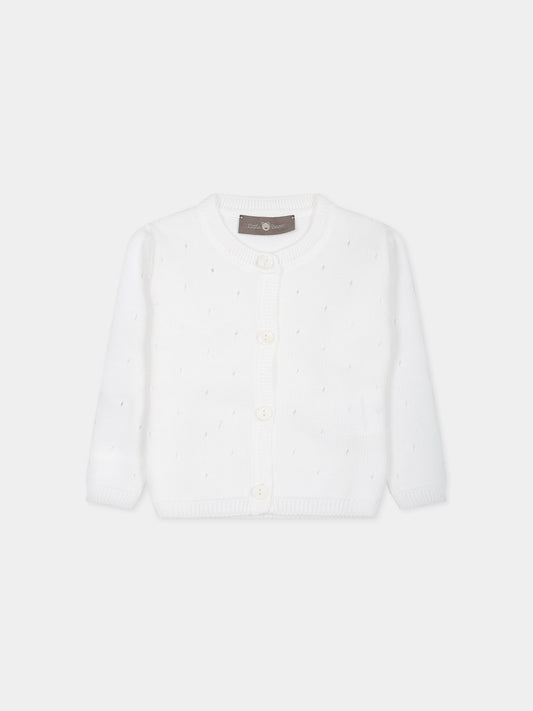 Cardigan bianco per neonata,Little Bear,6158 BIANCO