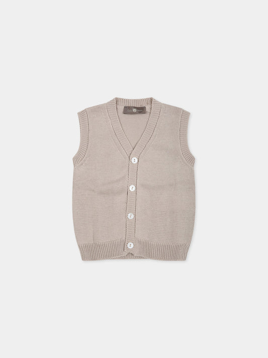 Gilet beige per neonato,Little Bear,6152 CORDA