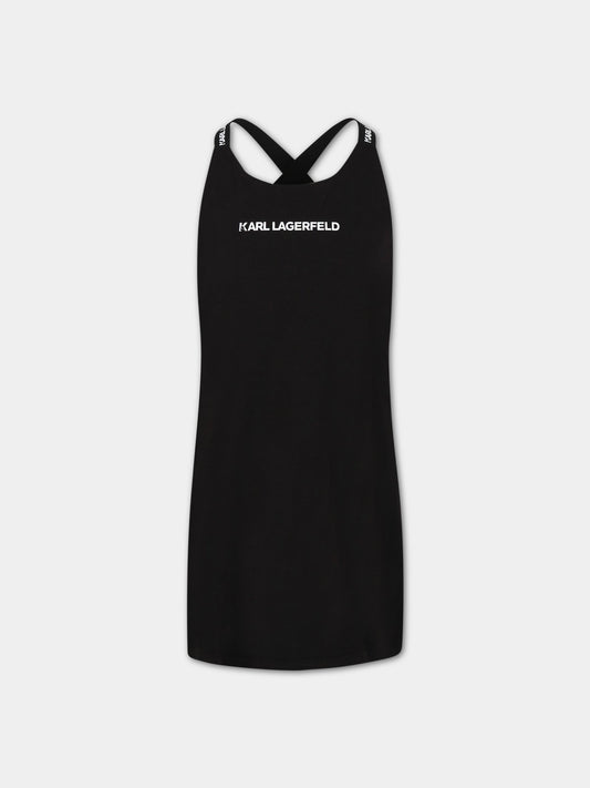 Vestito nero per bambina con logo,Karl Lagerfeld Kids,Z12232 09B