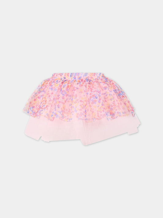 Gonna rosa per bambina con tulle e fiori,Philosophy,PJGO81 TU75 D011