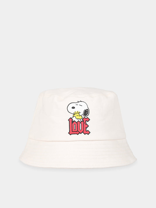 Cloche bianca per bambina con stampa e scritta  Love ,Philosophy,PJCP30 FE144 0025