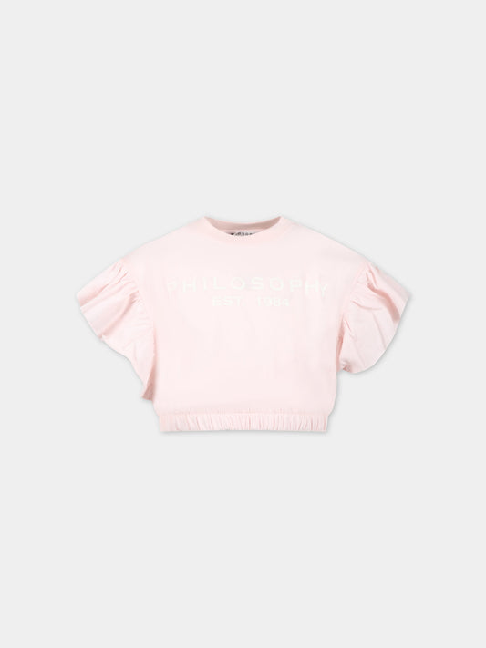 T-shirt rosa per bambina con logo,Philosophy,PJTS125 JE138 C018