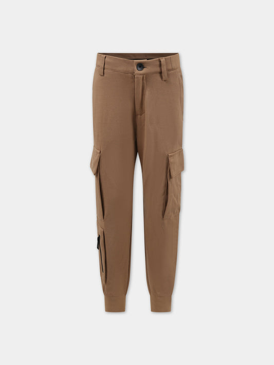 Pantaloni marrone per bambino con logo,Boss,J24843 269