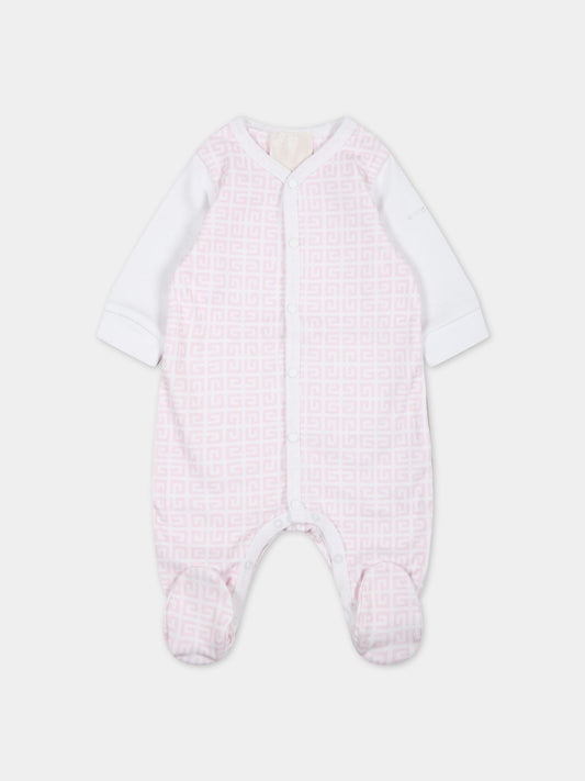 Tutina bianca per neonata con logo rosa,Givenchy Kids,H97086 44Z
