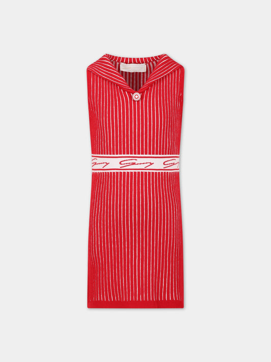 Vestito rosso per bambina con logo,Genny,GFAB016C FL210 D004