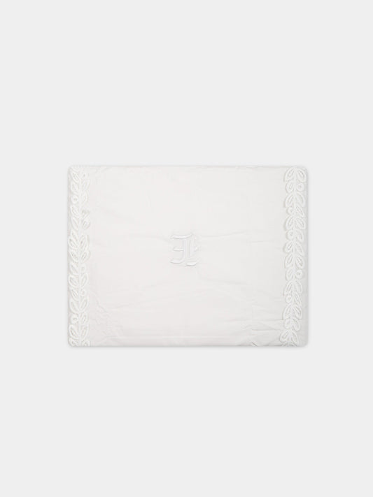 Coperta bianca per neonata con logo,Ermanno Scervino Junior,SNCO001C CA272 0001