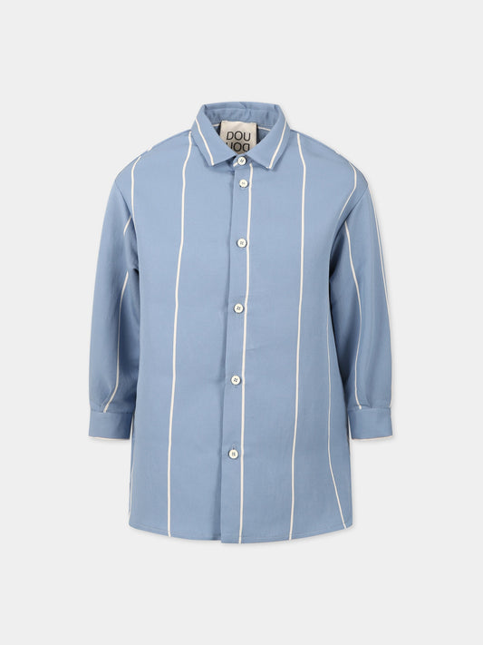 Camicia celeste per bambina,Douuod Kids,DS5P30 P0228 603AV