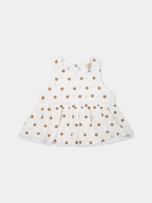 Vestito bianco per neonata con ricami all-over,Caffe' D'orzo,ZS5012 K0133 101MA
