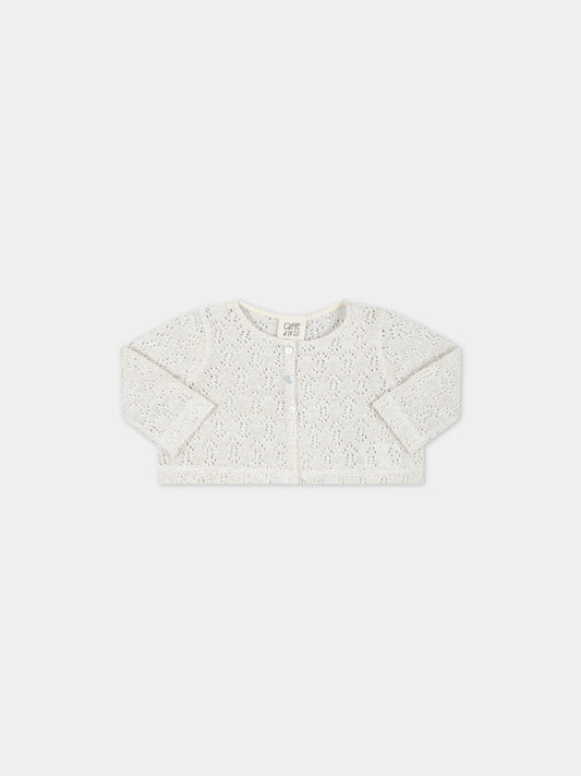 Cardigan beige per neonata con dettagli in lurex,Caffe' D'orzo,ZS9000 Q0009 106