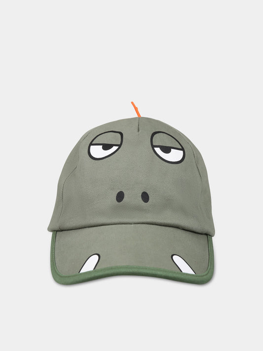 Cappello verde per bambino con stampa geco,Stella Mccartney Kids,TS0P17 Z0156 718