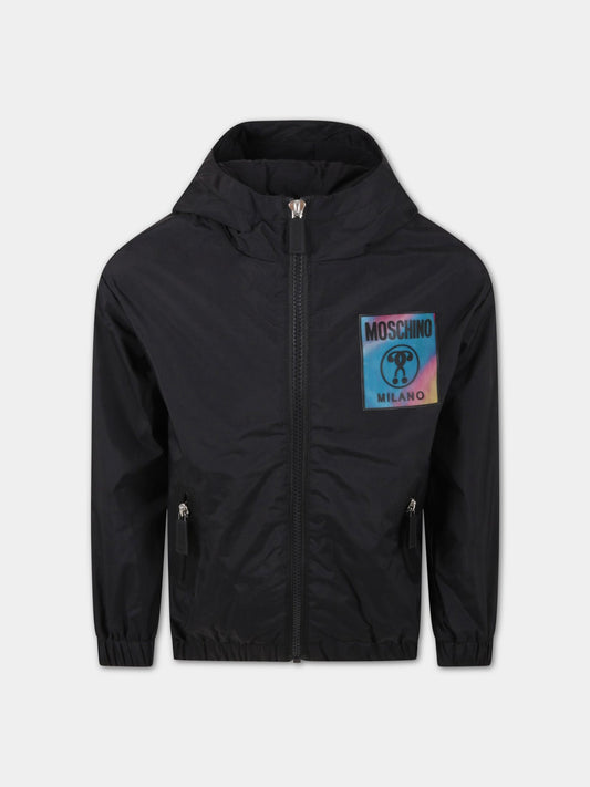 Giacca nera a vento per bambini,Moschino Kids,HUS037 L3A42 60100