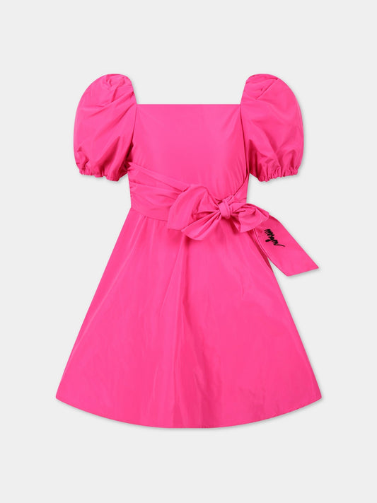 Vestito fucsia per bambina con logo nero,Msgm Kids,MS029494 044