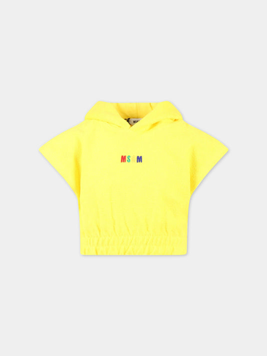 Felpa gialla per bambina con logo multicolor,Msgm Kids,MS029337 020
