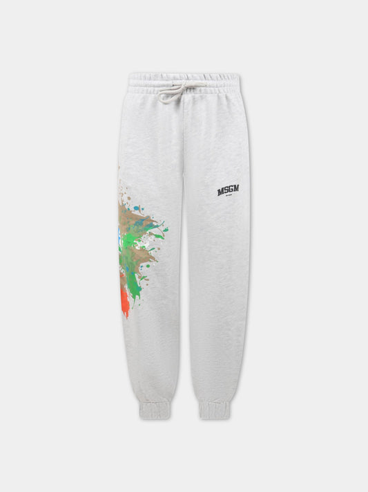 Pantaloni grigi da tuta per bambino con logo nero,Msgm Kids,MS029550 107