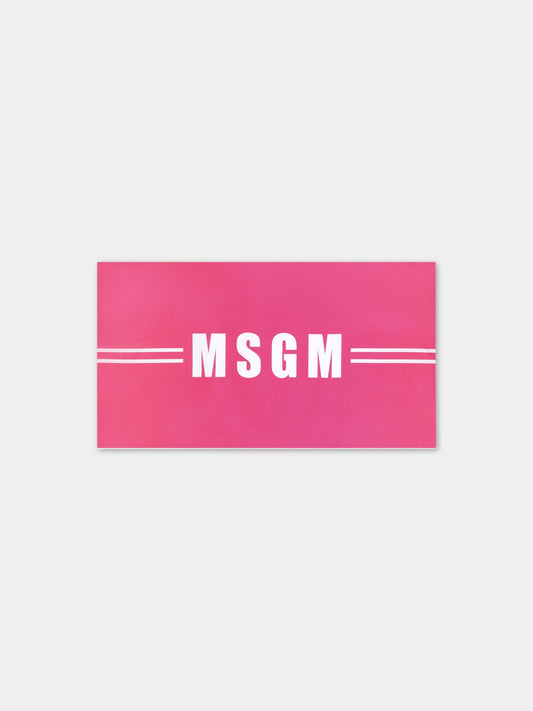 Telo-mare rosa per bambina con logo bianco,Msgm Kids,MS029346 134