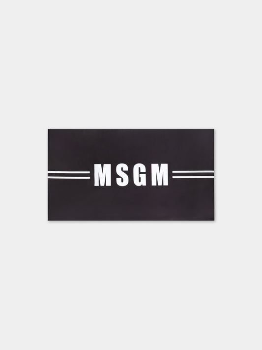Telo-mare nero per bambini con logo bianco,Msgm Kids,MS029346 110