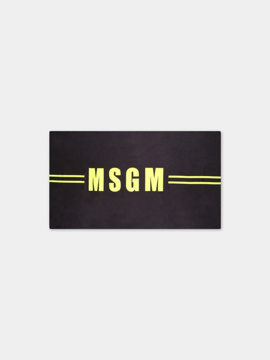 Telo-mare nero per bambini con logo giallo,Msgm Kids,MS029346 110/28