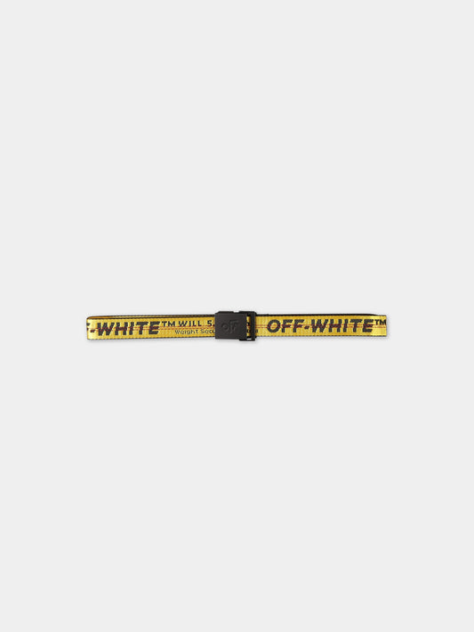 Cintura gialla per bambina con logo,Off White,OGRB001S23FAB0021810