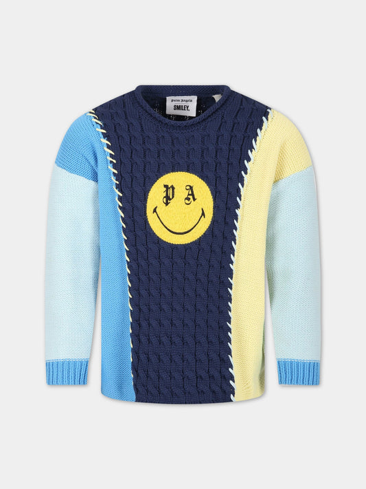 Maglione multicolor per bambino con logo,Palm Angels,PBHE003S23KNI0014615