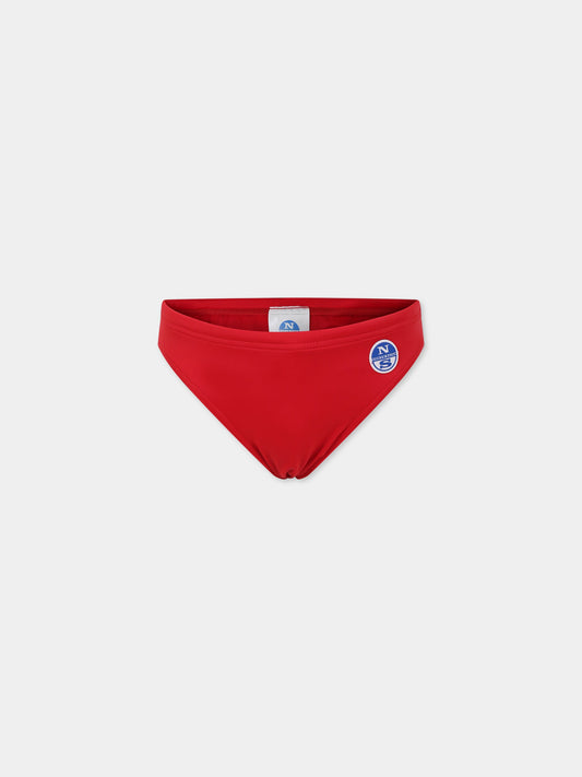 Slip mare rosso per bambino con logo,North Sails,777553 000 0230
