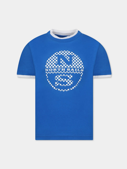 T-shirt azzurro per bambino con logo,North Sails,795037 000 0760