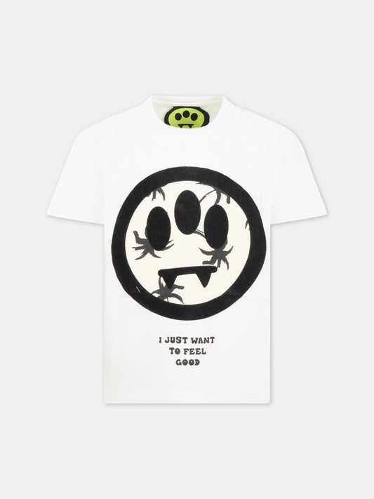 T-shirt bianca per bambino con smile nero,Barrow,032936 002
