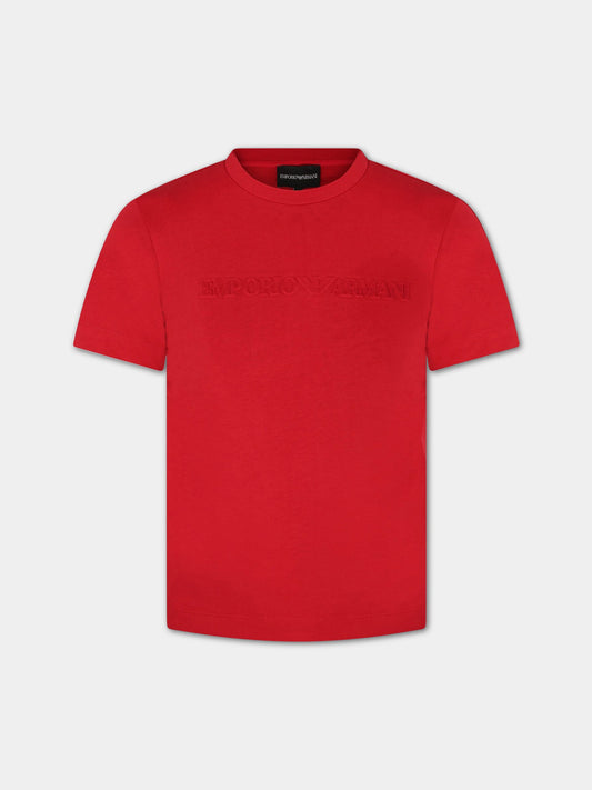 T-shirt rossa per bambino con logo,Armani Junior,3R4TJM 1JWZZ 0357
