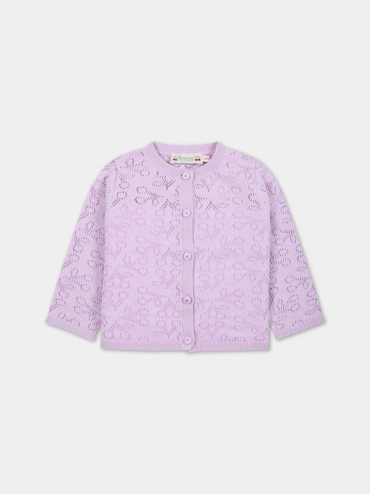 Cardigan lilla per neonata con iconiche ciliegie all-over,Bonpoint,S03XCAK00103 056A