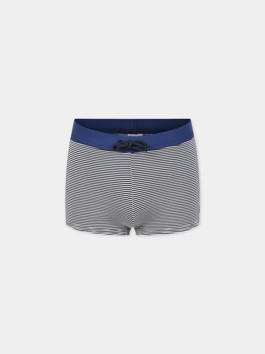 Boxer blu da mare per bambino con iconico logo,Petit Bateau,A03ID MEDIEVAL/MARSHMALLOW