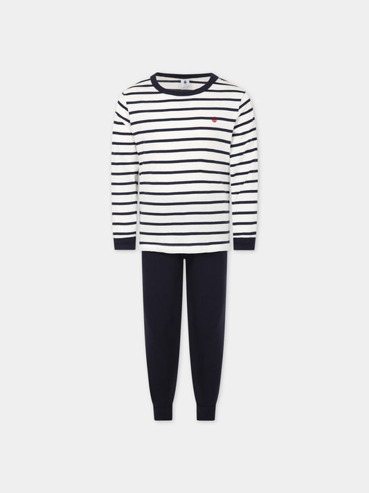 Pigiama multicolor per bambino con stampa logo,Petit Bateau,A01DE MARSHMALLOW/SMOKING