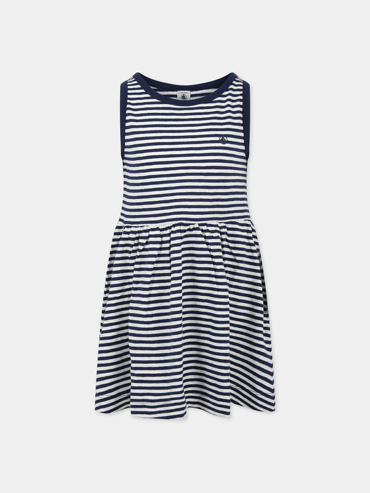 Vestito multicolor per bambina con logo,Petit Bateau,A06OK MEDIEVAL/MARSHMALLOW